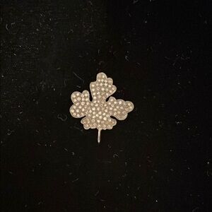 Silver Leaf charm with diamonds